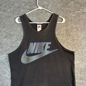 Vintage 90s Nike Single Stitch Hem Tank Top Black Made USA Men's Size Large
